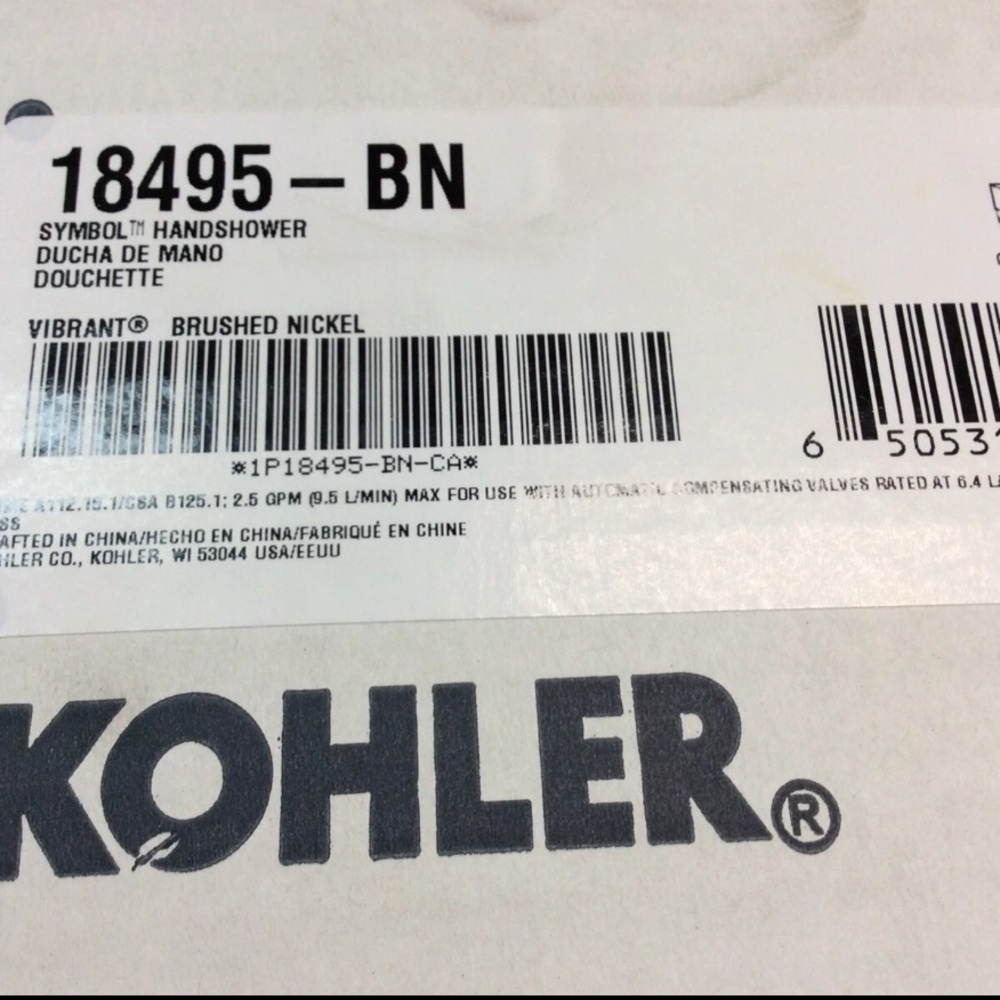 Kohler Symbol K-18495-BN multifunction hand shower brushed nickel finish.